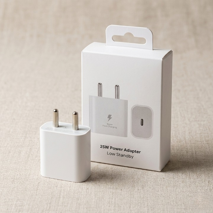 25W Original Type-C Fast Charging Power Adapter – White Compact Charger China Imported