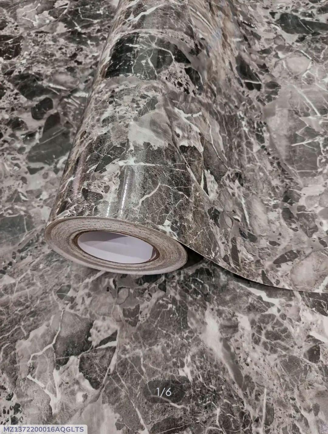 Silver Marble Wall Sticker 48x24 Vinyl Decal