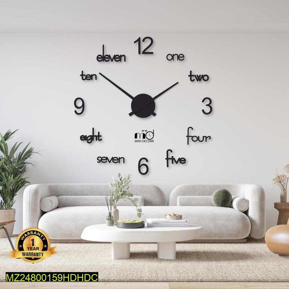 Modern Minimalist Wall Clock 24x24 Black | Stylish Laser Cut Home & Office Wall Decor Clock