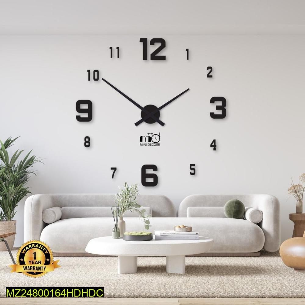 Modern Black Wall Clock 24x24 | Stylish Minimalist Laser Cut Clock for Living Room & Office Decor