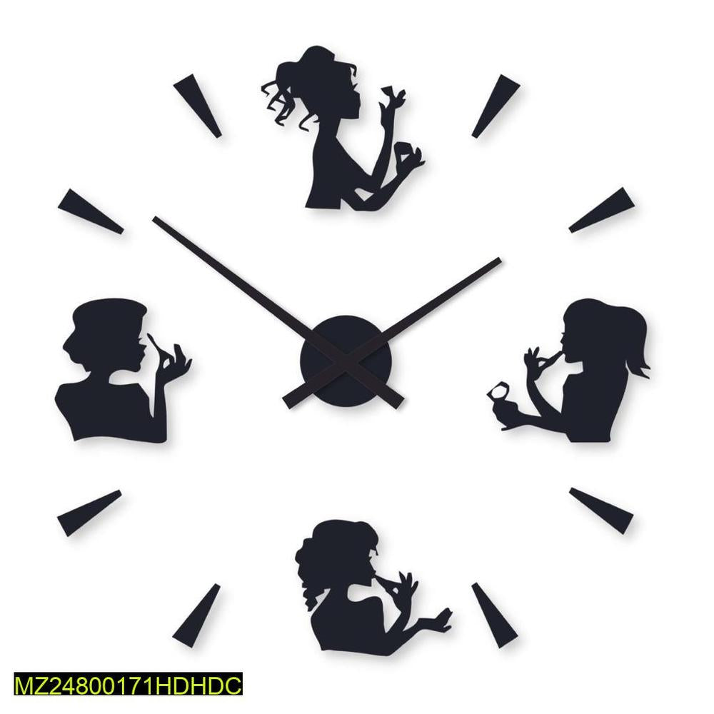 Modern Black Silhouette Wall Clock 24x24 Inch | Laser Cut Wall Clock for Home & Office Decor
