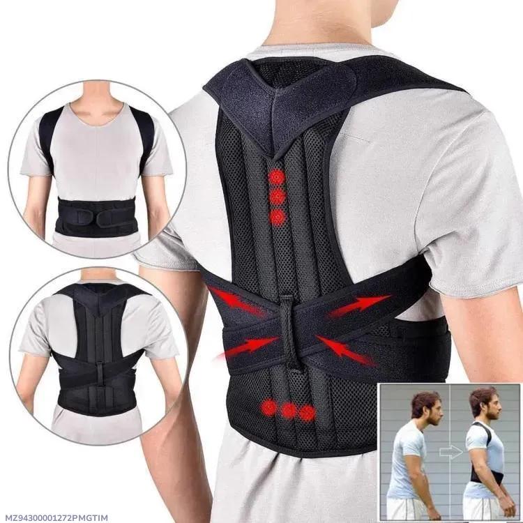 Posture Corrector Belt Black Adjustable Cloth Mesh – Back Shoulder Support Brace Pakistan