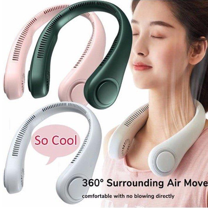 Portable Bladeless Neck Fan 360° Cooling – USB Rechargeable Hands-Free Mini Fan (Summer Essential Pakistan)