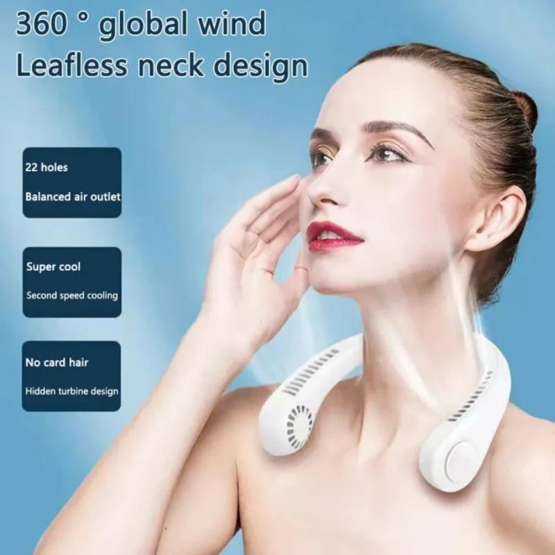 Portable Bladeless Neck Fan 360° Cooling – USB Rechargeable Hands-Free Mini Fan (Summer Essential Pakistan)