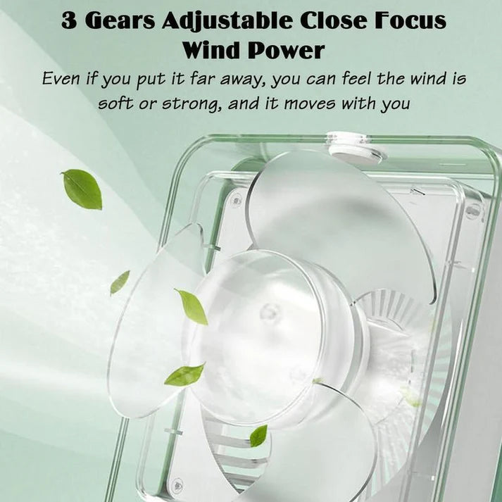 Portable USB Mini Air Cooler Fan with Mist Spray & LED Light – 3 Speed Rechargeable Desktop AC Pakistan