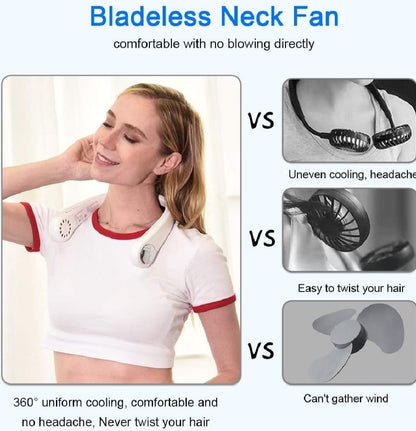 Portable Bladeless Neck Fan 360° Cooling – USB Rechargeable Hands-Free Mini Fan (Summer Essential Pakistan)