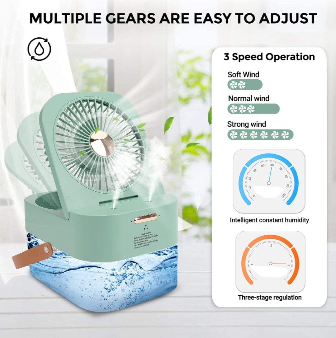 Mini Air Cooler Fan with Mist Spray & Remote – 3 Speed USB Desk Fan with Night Light Pakistan