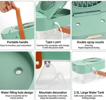 Mini Air Cooler Fan with Mist Spray & Remote – 3 Speed USB Desk Fan with Night Light Pakistan