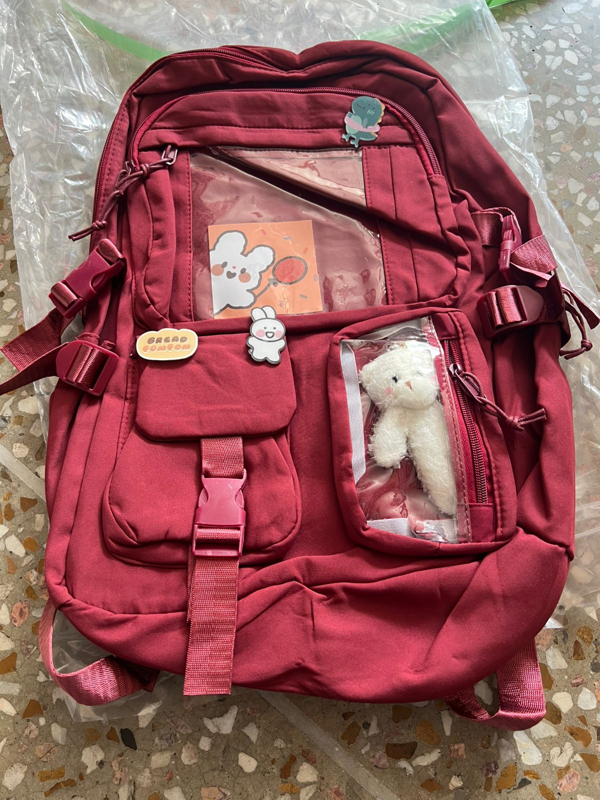 Cute Women Backpack Multi Pocket Canvas School Bag for Teenage Girls Student Travel Backpack Blue