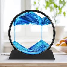3D Moving Sand Art Lamp with Stand – Rotating Sandscape Frame Table Decor for Home & Room Decoration