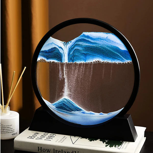 3D Moving Sand Art Lamp with Stand – Rotating Sandscape Frame Table Decor for Home & Room Decoration