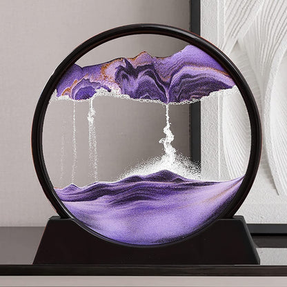 3D Moving Sand Art Lamp with Stand – Rotating Sandscape Frame Table Decor for Home & Room Decoration