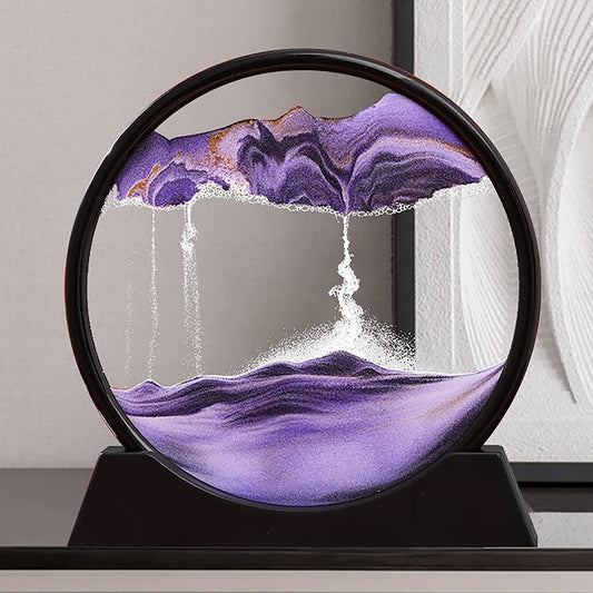 3D Moving Sand Art Lamp with Stand – Rotating Sandscape Frame Table Decor for Home & Room Decoration