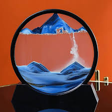 3D Moving Sand Art Lamp with Stand – Rotating Sandscape Frame Table Decor for Home & Room Decoration