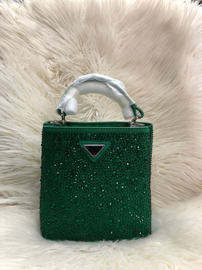 Luxury Rhinestone Mini Handbag for Women – Sparkling Party Clutch Elegant Top Handle Bag for Weddings & Events Black
