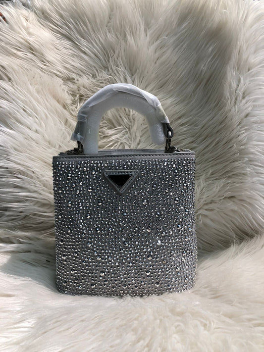 Luxury Rhinestone Mini Handbag for Women – Sparkling Party Clutch Elegant Top Handle Bag for Weddings & Events Black