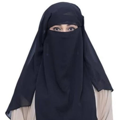 Triple Layer Niqab for Women – Full Coverage Breathable Face Veil Adjustable Tie Back Modest Wear