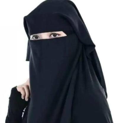 Triple Layer Niqab for Women – Full Coverage Breathable Face Veil Adjustable Tie Back Modest Wear