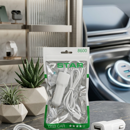7 Star Car Charger with Android Wire – 1 USB Slot 1 Amp Fast Charging Aluminium Body