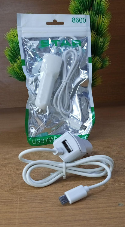 7 Star Car Charger with Android Wire – 1 USB Slot 1 Amp Fast Charging Aluminium Body