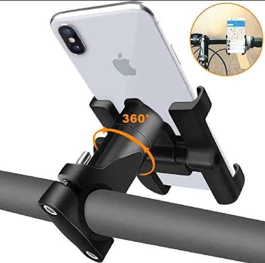 Aluminum Alloy Bike & Motorcycle Handlebar Phone Holder – Universal Anti-Slip Mobile Stand Mount Bracket