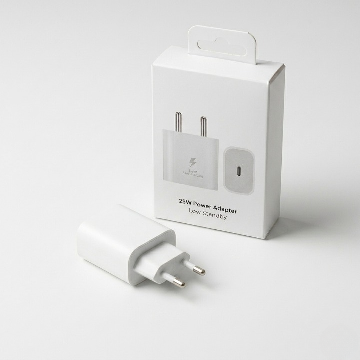 25W Original Type-C Fast Charging Power Adapter – White Compact Charger China Imported
