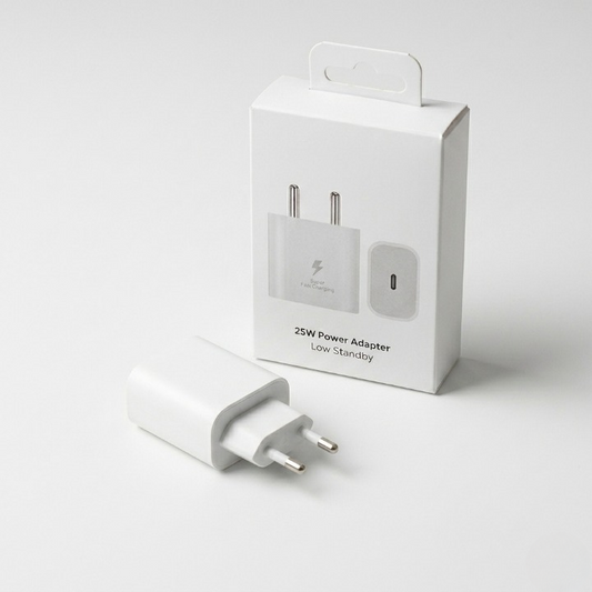 25W Original Type-C Fast Charging Power Adapter – White Compact Charger China Imported