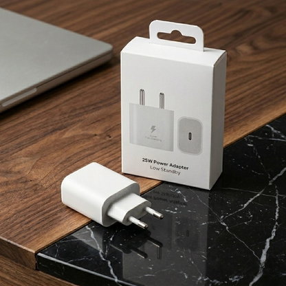 25W Original Type-C Fast Charging Power Adapter – White Compact Charger China Imported