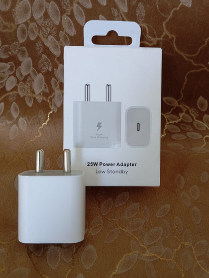 25W Original Type-C Fast Charging Power Adapter – White Compact Charger China Imported