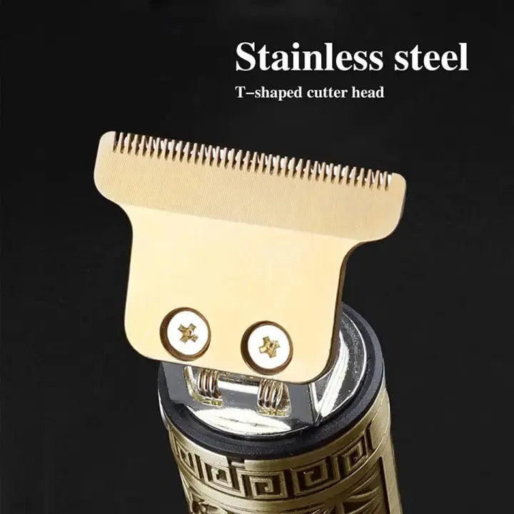 Vintage T9 Metal Body Hair Trimmer for Men USB Rechargeable Beard Hair Clipper