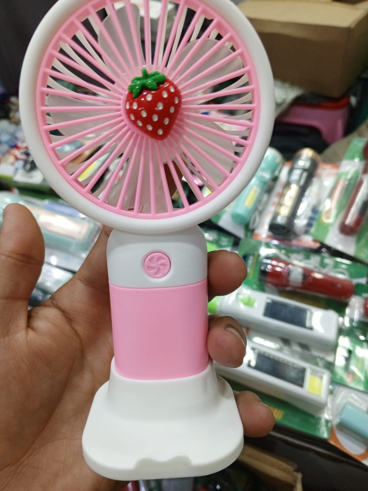 Rechargeable Mini Handy Fruit Character Fan Portable USB Cooling Fan Cute Design Handheld Fan for Kids and Travel (Random Color)