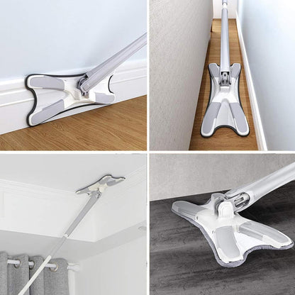 Rotating X Mop Flat Microfiber Floor Mop – 360° Squeeze System Hands-Free Cleaning Replaceable Heads