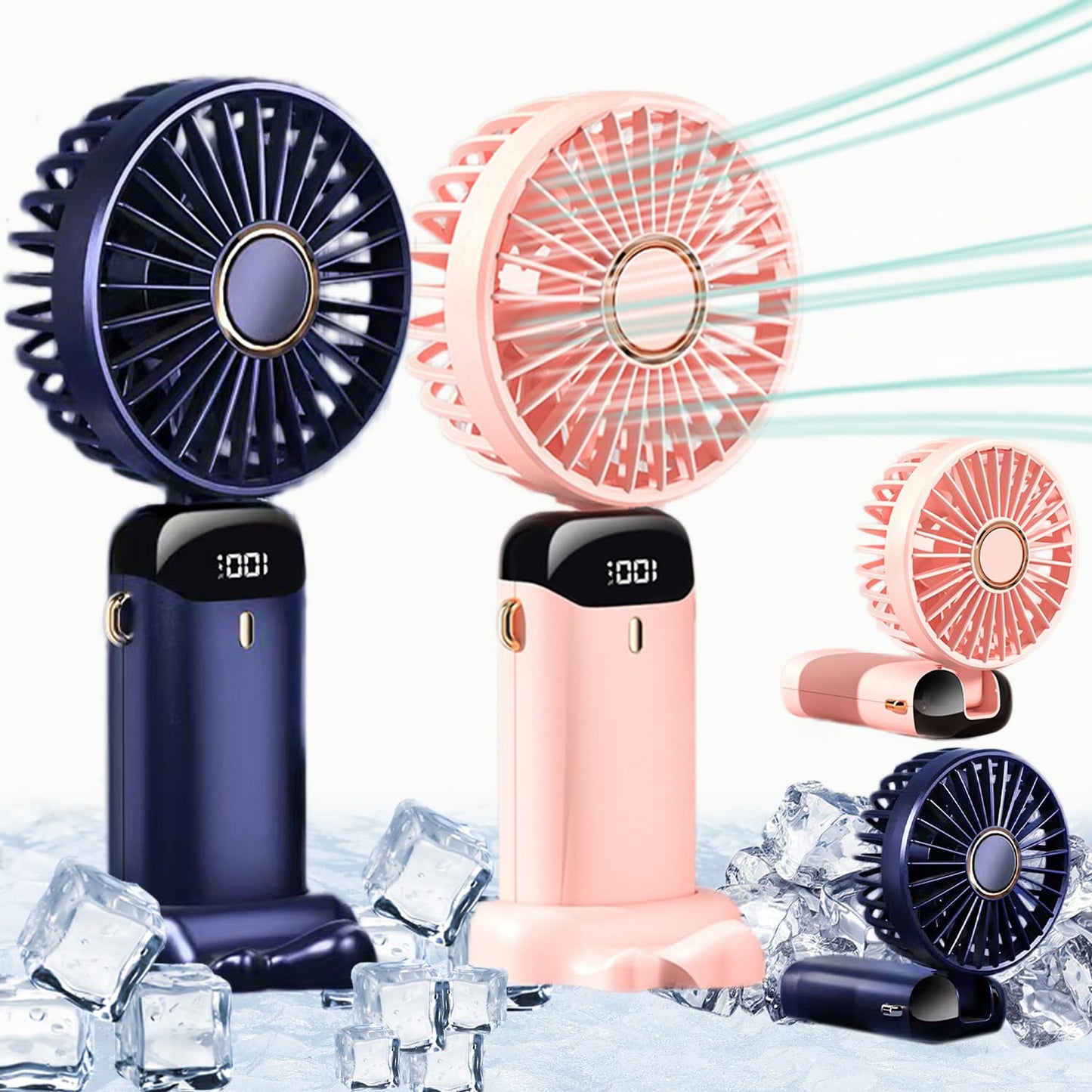 Rechargeable Hand Fan with LED Display | 5 Speed Portable Mini Fan for Kids, Travel & School Use