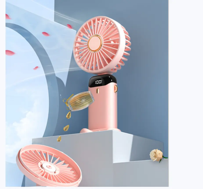 Rechargeable Hand Fan with LED Display | 5 Speed Portable Mini Fan for Kids, Travel & School Use
