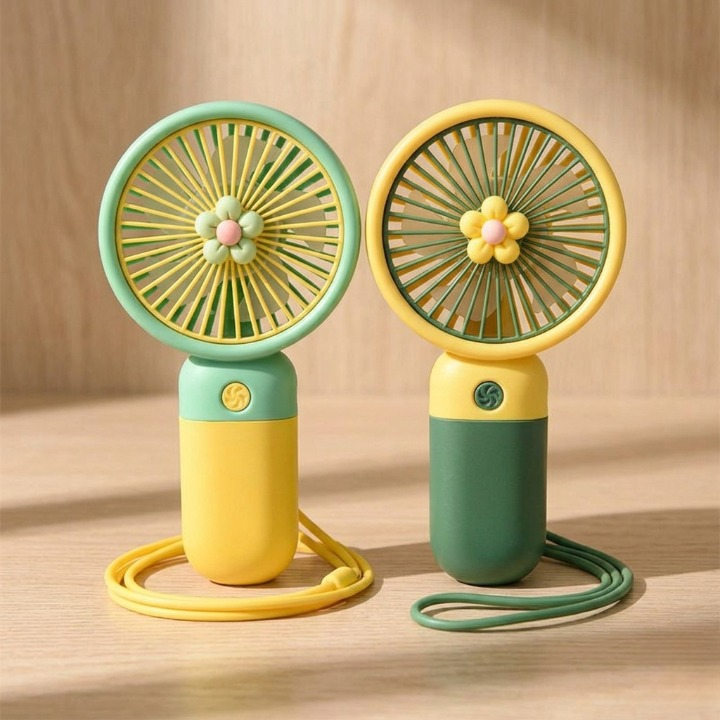 Mini Rechargeable Hand Fan 3 Speed with Stand for Kids