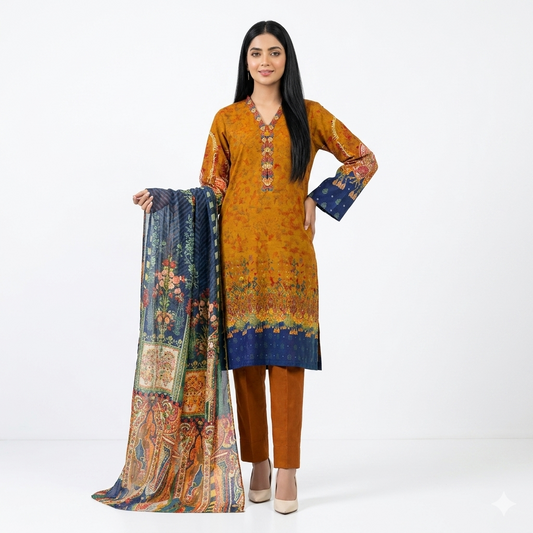 3-Piece Printed Lawn Suit for Women Summer Eid – Lawn Shirt Trouser Dupatta