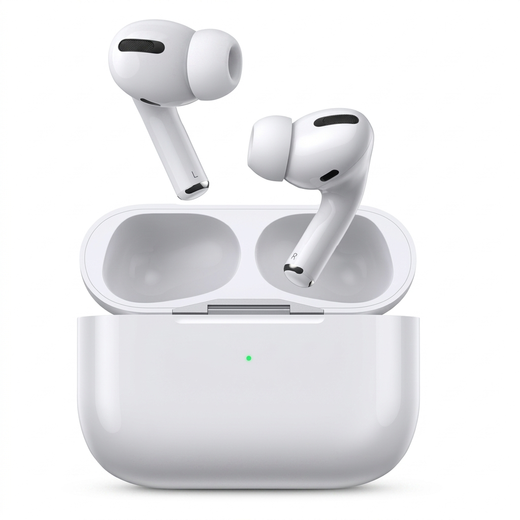 White AirPods Bluetooth 5.3 Noise Cancelling with Charging Case – Smart Touch Earbuds