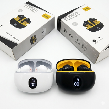 Wireless Earbuds Bluetooth 5.3 with Charging Case – Touch Control ANC Long Battery Black