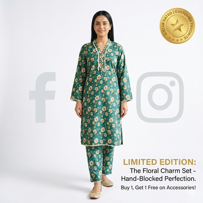 Multicolor Printed Cotton Lawn 2Pcs Set for Women Large – Shirt Trouser Summer Dress