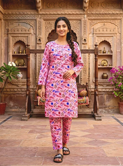 Cotton Lawn Floral 2-Piece Set Medium Size – Women Printed Shirt Trouser Dress