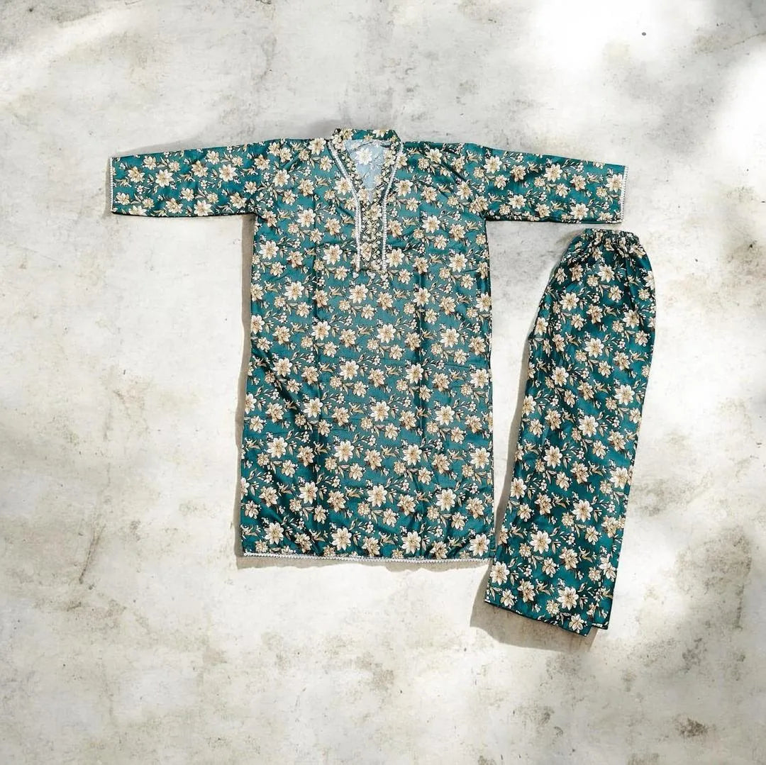 Multicolor Printed Cotton Lawn 2Pcs Set for Women Large – Shirt Trouser Summer Dress