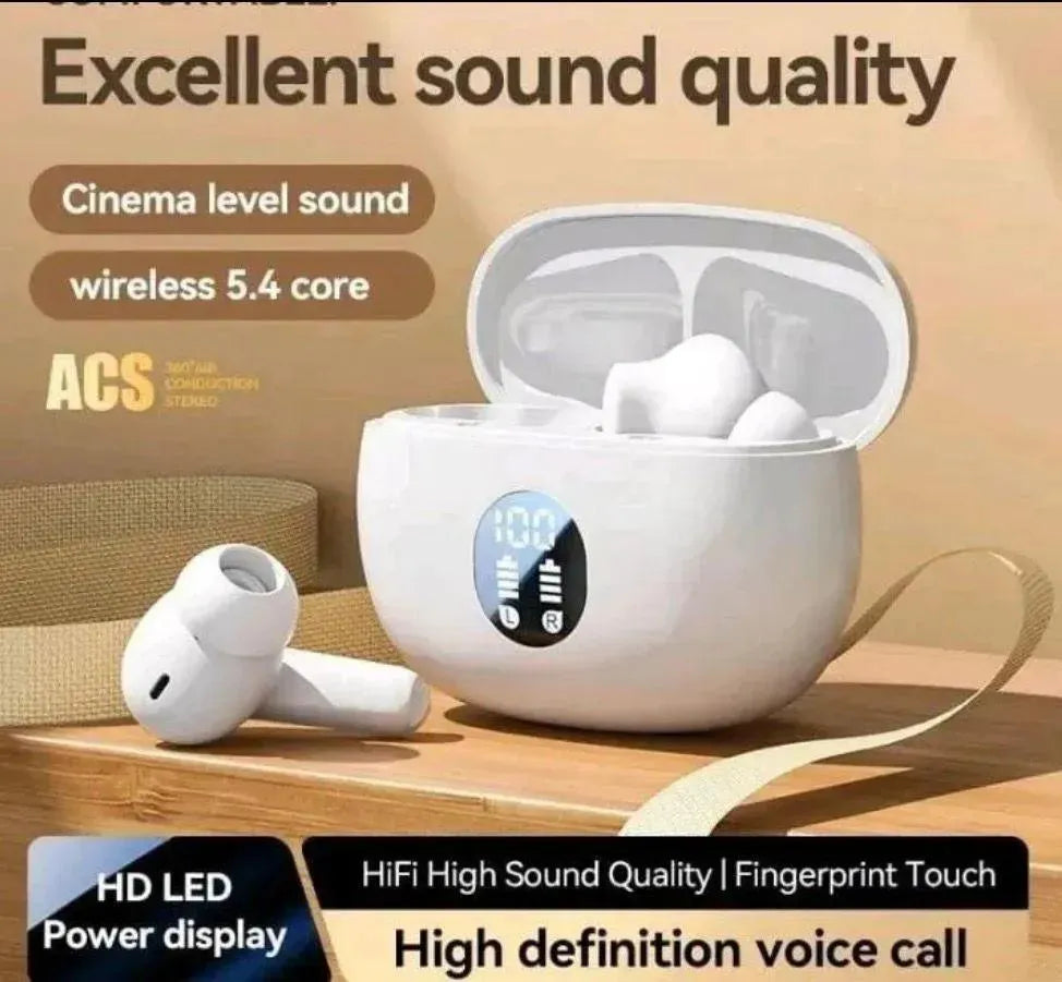 Wireless Earbuds Bluetooth 5.3 with Charging Case – Touch Control ANC Long Battery Black