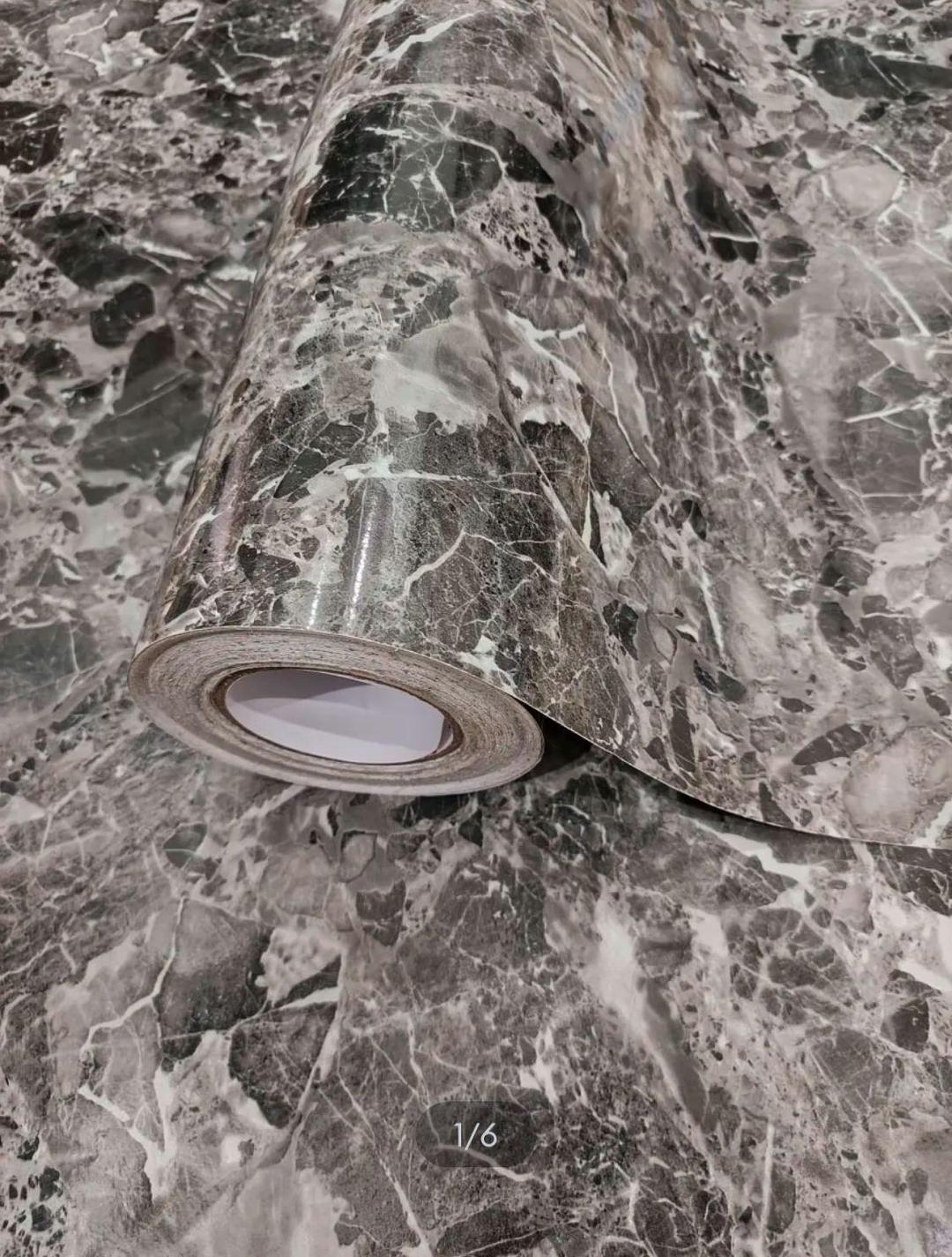 Silver Marble Wall Sticker 48x24 Vinyl Decal