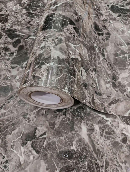 Silver Marble Wall Sticker 48x24 Vinyl Decal