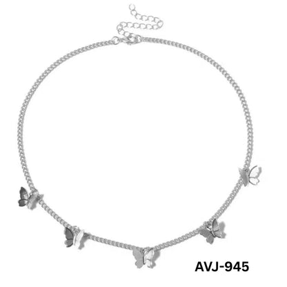 Women Multi Butterfly Necklace Gold & Silver Alloy | Korean Style Elegant Daily Wear Fashion Jewelry