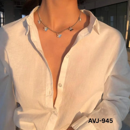 Women Multi Butterfly Necklace Gold & Silver Alloy | Korean Style Elegant Daily Wear Fashion Jewelry