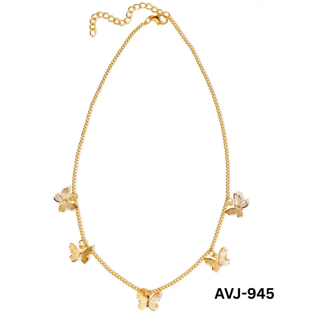 Women Multi Butterfly Necklace Gold & Silver Alloy | Korean Style Elegant Daily Wear Fashion Jewelry