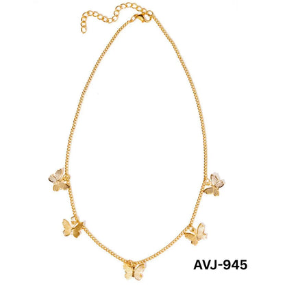 Women Multi Butterfly Necklace Gold & Silver Alloy | Korean Style Elegant Daily Wear Fashion Jewelry