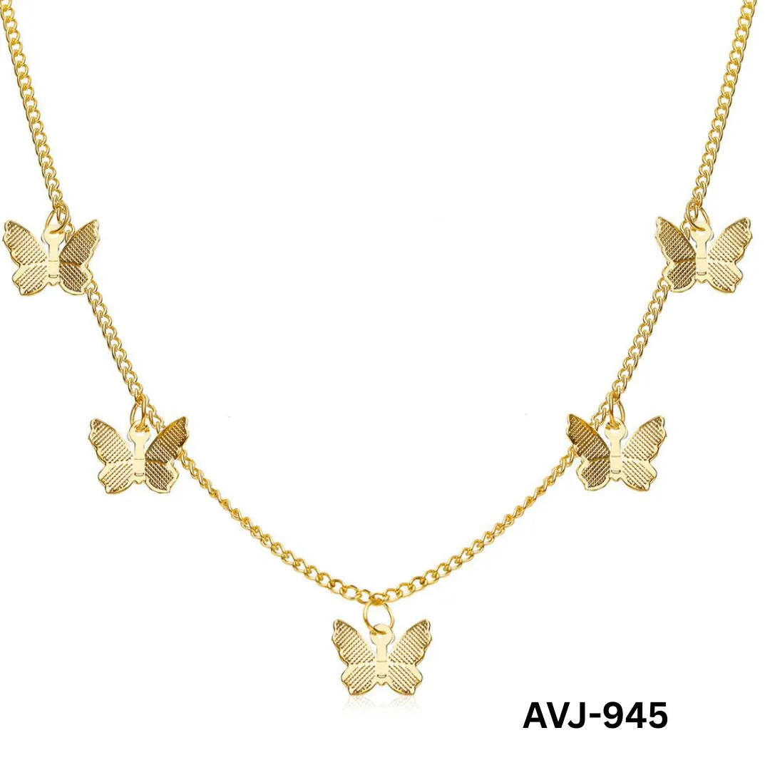 Women Multi Butterfly Necklace Gold & Silver Alloy | Korean Style Elegant Daily Wear Fashion Jewelry