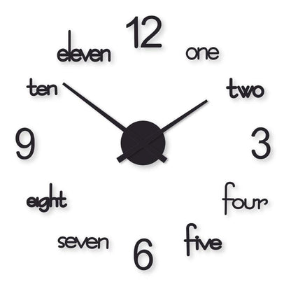 Modern Minimalist Wall Clock 24x24 Black | Stylish Laser Cut Home & Office Wall Decor Clock